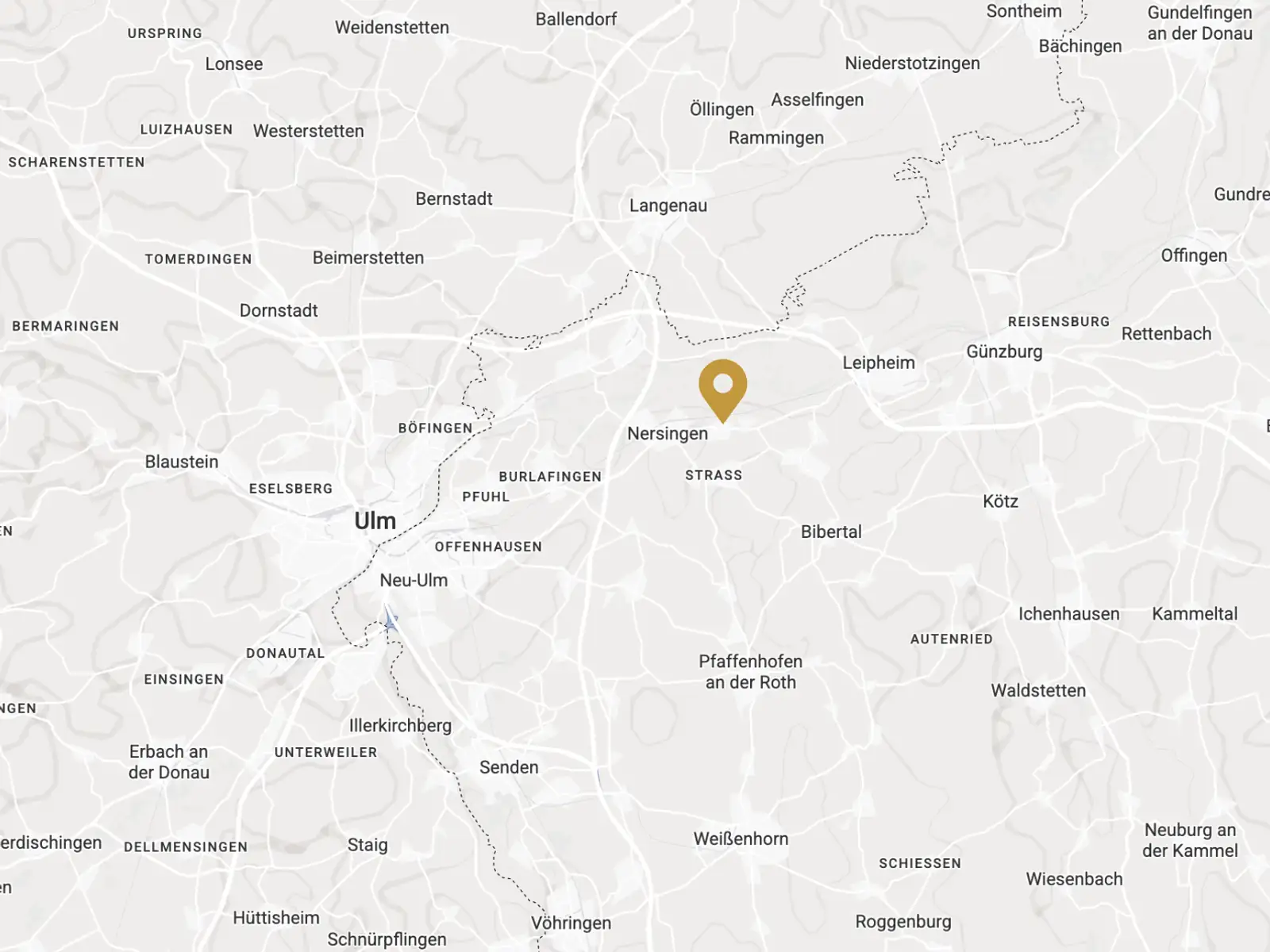 Anfahrt zu Miller Küchen, Standort Alte Landstraße 9 in 89278 Nersingen bei Ulm